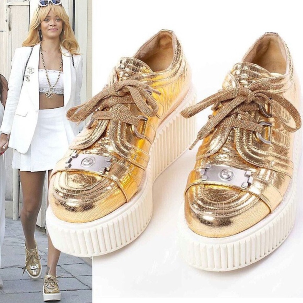 Chanel Creepers Metallic Gold Sneakers